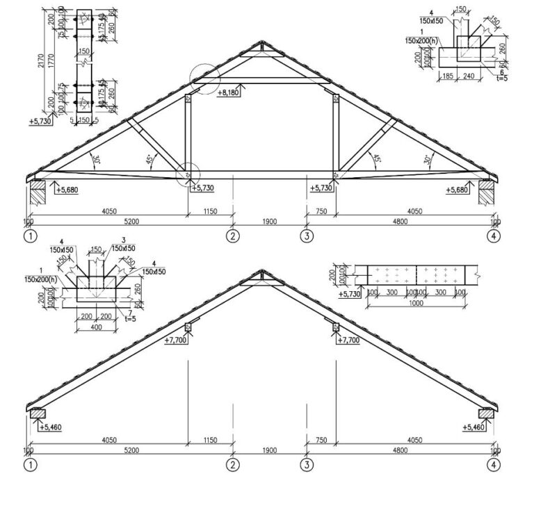 plans ferme toit prefabriquee